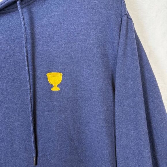Peter Millar Presidents Cup Pine Performance Raglan Pullover Hoodie Blue Large - Picture 2 of 11